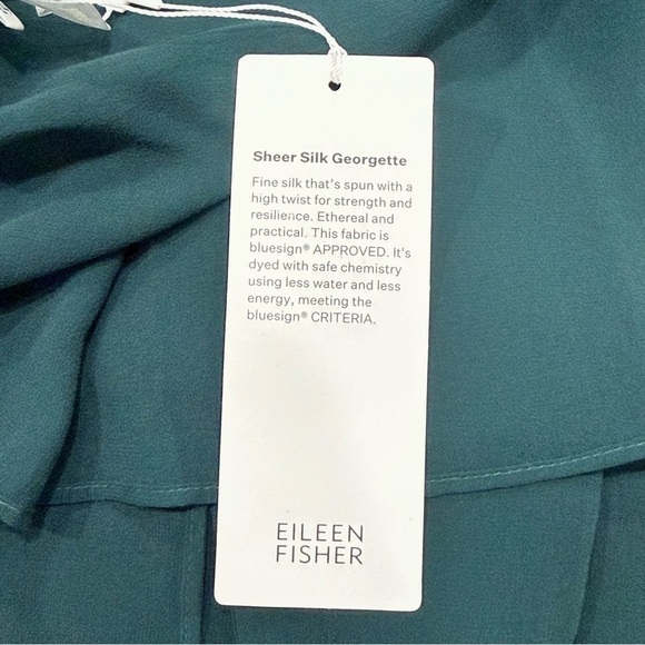 Eileen Fisher Pine Sheer Silk Georgette Chiffon Wrap One Size $138 NWT Green - Picture 15 of 15
